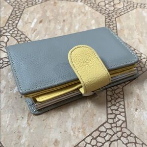Gray & yellow genuine leather wallet